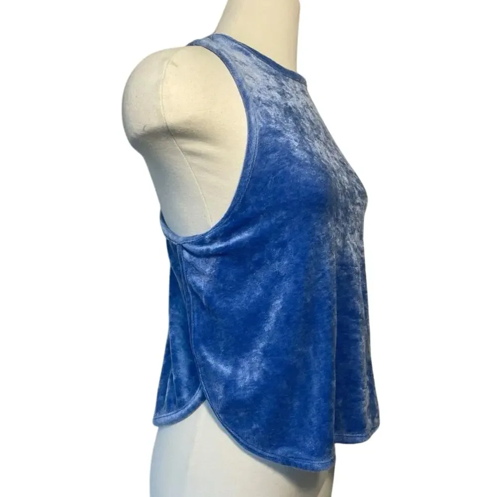 Free People Intimately Frenchie Velour Split Back Velvet High Neck Tank Size XS